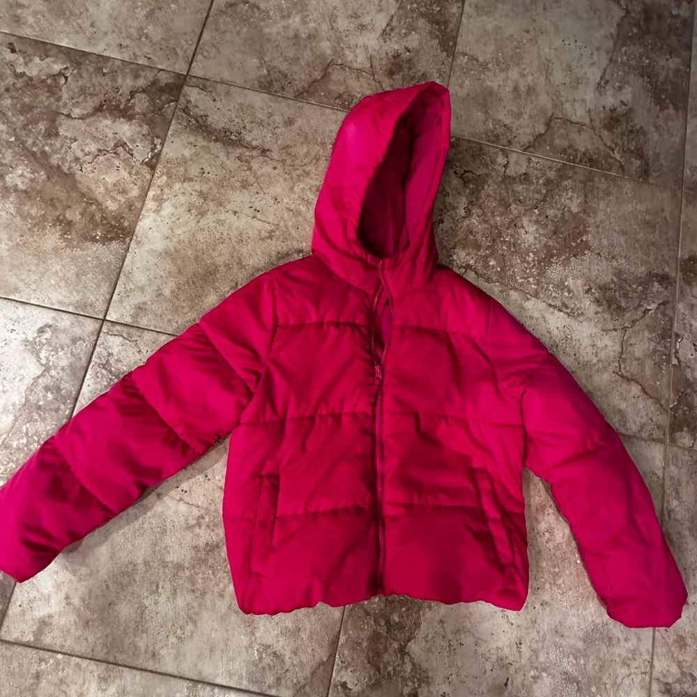 Hot pink puffy youth coat 14-16